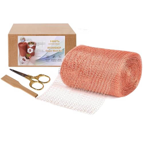 5" x 32 ft Copper Mesh Rodent Control Copper Wool for Slug Mice Snail Pest | Copper Mesh for Mice Pest Snail Bat Control Copper Steel Wool for Weep Hole Covers Blocks Gap Rodent Mesh Scissors Included - size: 5 inx32 ft