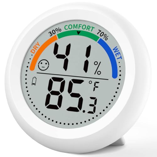 Digital Room Thermometer Hygrometer Indoor-Humidity Meter Monitor with Accurate Temperature Humidity Sensor Comfort Indicator ℃/℉ Switch for Wall Baby Home Greenhouse Cellar Garage Nest Reptile