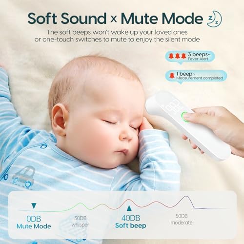 Viproud Thermometer for Adults and Kids, Fast Accurate Baby Thermometer | 1 second Result, Fever Alarm, Mute Mode, Body & Object Mode, 35 Memory Recall, Baby Essentials, Lifetime Support - color: White