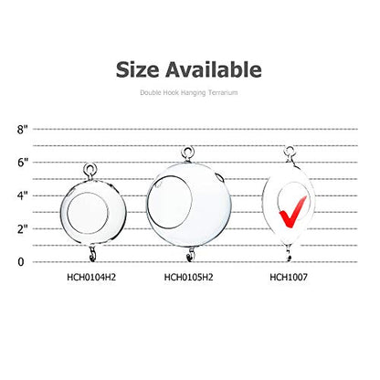 WGVI WGV Hanging Terrarium, Width 3.5", Height 7", Oblong, Double Hook, DIY Air Succulent Planter, Clear Glass Vase Orb, Candle Holder for Windowsill Outdoor Garden Decor, 1 Piece - size: 7" Oblong Double Hook