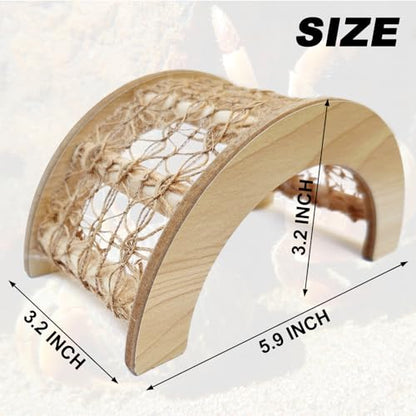 Hermit Crab Climbing Arch Bridge Wooden and Rope Hermit Crab Climbing Toys Hermit Crab Supplies Small Animal Cage Accessories for Hamster Lizard Chameleon Reptile - style: Arch Bridge