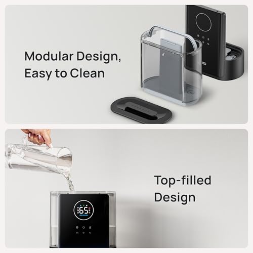DREO 8L Smart Humidifier Large Room, 80H Runtime, Warm & Cool Mist, HM717S | Up to 600ft², Precise Humidity Control, 1500+RGB Light, 28dB, Humidifiers for Bedroom, Plants, Baby, Supports APP/Voice/Alexa - color: Black