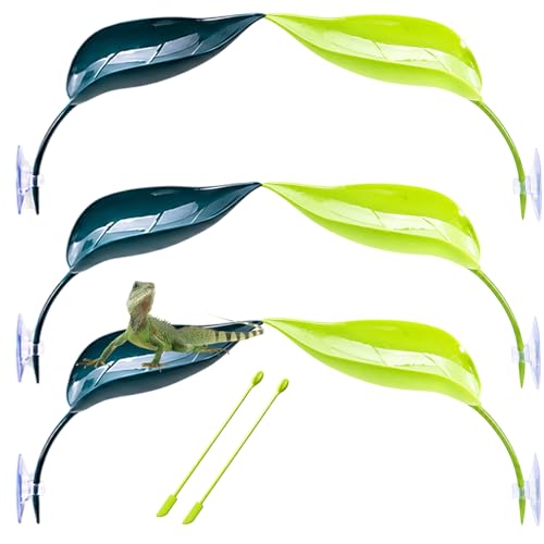 5PCS Crested Gecko Hides, Crested Gecko Hide and Wall Crawler Geckos, Leaf Decorations with Suction Cups for Reptile Terrariums, Cresteds Gecko Decor and Geckos Hides Accessories