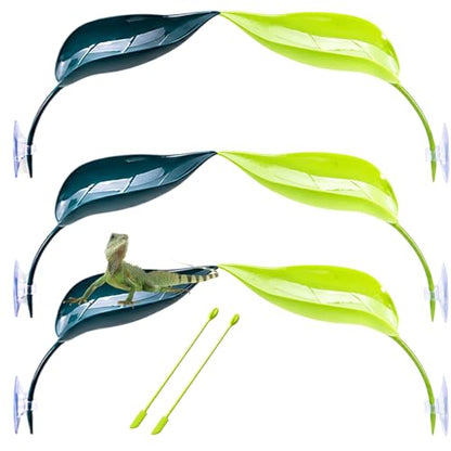 5PCS Crested Gecko Hides, Crested Gecko Hide and Wall Crawler Geckos, Leaf Decorations with Suction Cups for Reptile Terrariums, Cresteds Gecko Decor and Geckos Hides Accessories