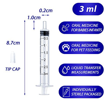 3ml Syringe for Liquid, Oral, Scientific Labs, Measurement, Dispensing, with Cap- 3 Pack 3ml Syringes - style: 3 ml