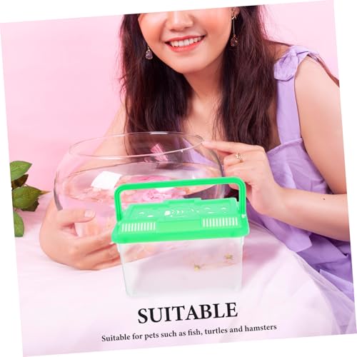 Portable Handheld Fish Tank Carrier for Travel Mini Aquarium for Turtles and Reptiles Clear Container Stylish Design for Fish and Hamsters Easy to Clean and Maintain