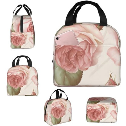 Insulated Lunch Bag Beauty Pink Roses Lunch Box for Women Men Reusable Leakproof Lunch Cooler Bag for Office Picnic - color: Beauty Pink Roses