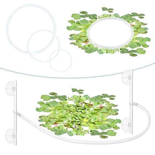 Aquarium Floating Plant Corral with Fish Feeding Ring, Floating Plant Fence for Aquarium Accessories, Separates Floating Plants, Auto-Adjusts Height with Water Level, Suitable for All Aquariums.