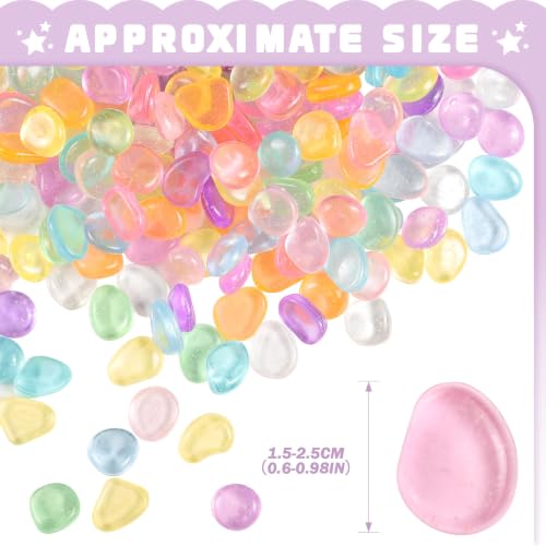 OSOPOLA 350 PCS Glow in The Dark Rocks - White Luminous Stones | Fish Tank Accessories DIY Decor Pebbles for Fairy Garden Yard FD05MX350B - color: Starlight/350 pcs, size: 2.5x2x0.5cm