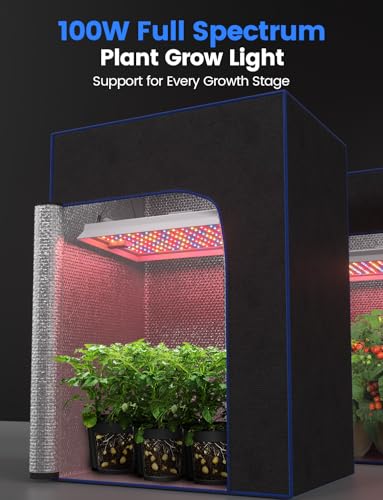 MetryGrow Plant Grow Light, [Smart APP & Expansive 2x3 Ft Coverage] Genuine 100W Output LED Full Spectrum for Indoor Plants, 8-Level Brightness, Hanging Use with Remote Control（Hanging Use） - size: 100W(Hanging Use)