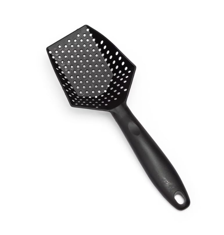 Reptile Sand Sifting Scoop Litter Shovel - Durable Metal Reptile Litter Cleaner Scooper with Black Non-Slip Handle, Fine Mesh Sifter for Lizard Substrate, Terrarium Sand & Waste Removal