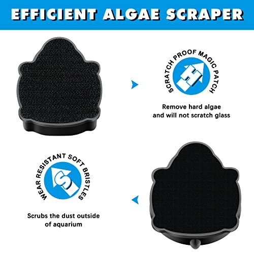2 Pcs Algae Cleaning Scrapers Aquarium Tank Glass Brush Small Aquarium Magnet Cleaner Fish Tank Algae Cleaner Magnetic Cistern Glass Detergent for Fish Urn Detergent(Tortoise,Blue, Coffee Black)