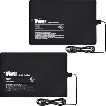 iPower 8x12 Inch Reptile Heat Pad Under Tank Heater, Energy-Efficient & Waterproof Design Terrarium Warmer Mat for Turtles, Lizards, Snakes, 2 Pack - size: 8 X 12 Inch, style: 2 Pack Heat Pad
