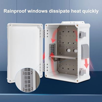 Namunanee Outdoor Electrical Junction Box, ABS Water Resistant Enclosure with Internal Mounting Panel & Hinged Cover (12.6" H x 9.4" L x 5.7" W) - size: 12.6"H x 9.4"L x 5.7"W & Standard