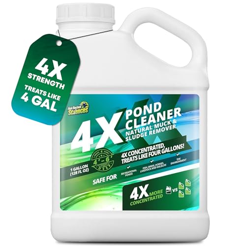 1 Gallon 4X Pond Cleaner - Treats Like 4 Gallons & Covers 4 Acres - Pond Cleaner for Outdoor Ponds, Pond Muck and Sludge Remover for a Clean, Natural Look, Ideal Pond Clarifier for Outdoor Ponds - size: 1 Gallon