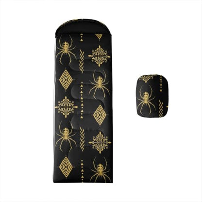 Erosebridal Sugar Skull Kids Sleeping Bag Southwestern Aztec Western Camping Blanket for Hiking Travel Hunting Sleep Bag - color: Black Yellow Gold 20
