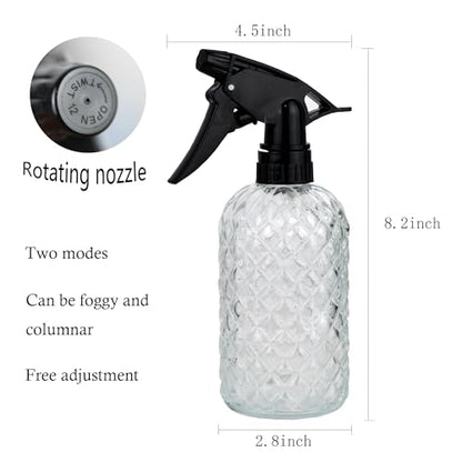 Glass Handheld Spray Bottle - 12oz Refillable Bottle ，Adjustable Nozzle Watering Can for Garden Plants Cleaning Solutions (Clear) - color: Clear