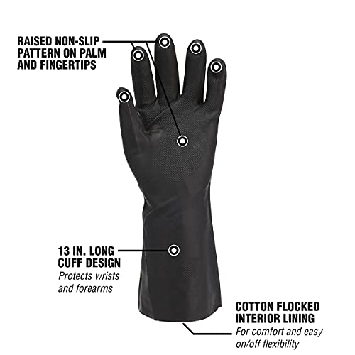Flexzilla Pro GC400PM Heavy Duty Cleaning, Neoprene, 13, Black, Long Cuff Gloves, Medium - size: Medium