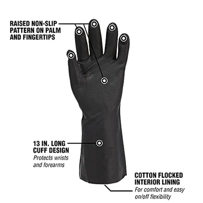 Flexzilla Pro GC400PM Heavy Duty Cleaning, Neoprene, 13, Black, Long Cuff Gloves, Medium - size: Medium