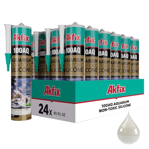 Akfix 100AQ Aquarium Sealant Clear (24x10.1 fl. oz.) – 100% Waterproof, Fish-Safe, High-Speed Curing and Strong Adhesion, Non-Toxic Glass Adhesive for Aquarium Repair | Clear, 24 Pack - color: Clear, size: 24 Pack