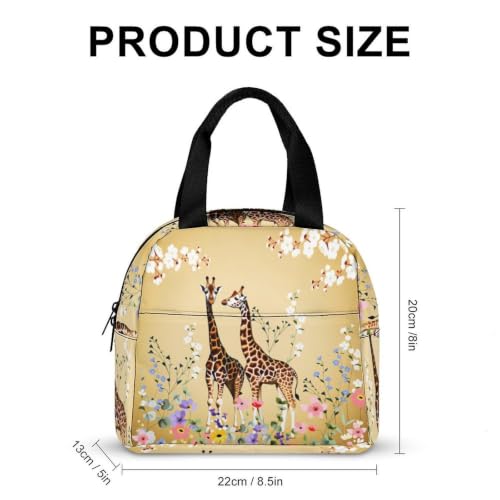Giraffe Flowers Lunch Bag for Women Men | Insulated Lunch Box Leakproof Food Meal Containers Reusable Foldable 6L Capacity Lunch Tote Bags for Work Picnic Travel - color: style-16