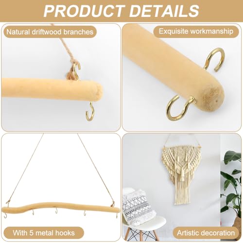 2 Pack 15" Natural Driftwood Wall Hooks, Farmhouse Jewelry Organizer | Set of 2 rustic hanging branch organizers, for necklaces bracelets earrings, wall decor for bedroom bathroom entryway