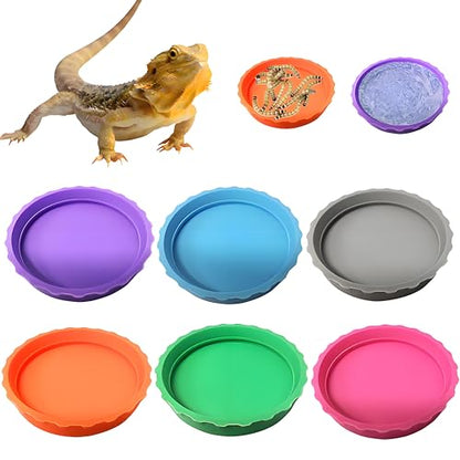6pcs Reptile Bowls Set:Bearded Dragon Food Bowl,Gecko & Lizard Dish, Turtle Water Bowl&Cricket Keeper for Reptiles