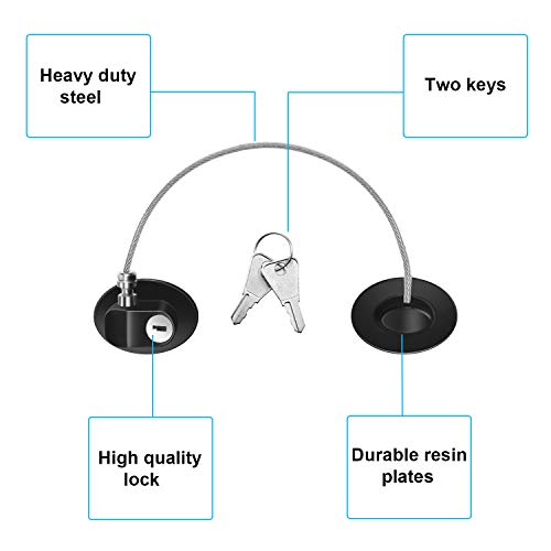 Hotop 4 Pack Cabinet Locks with Keys Refrigerator Fridge Locks Replacement with Steel Wire Self Adhesive Child and Baby Proofing Safety for File Drawers Deep Freezer Doors Latch(White and Black) - color: White and Black