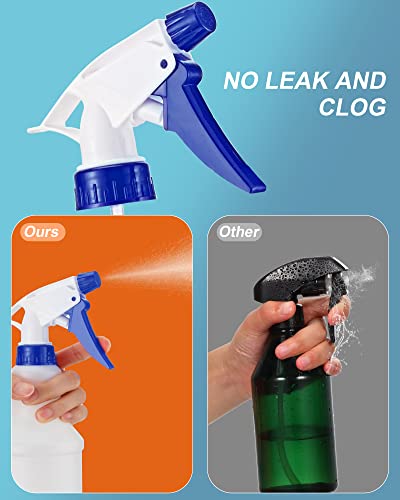 Eccliy 20 Pack 16oz Empty Spray Bottles, Leakproof Cleaning Bottles with Measurement and Adjustable Nozzle for Housekeeping, Commercial Use(Cylinder,Blue Spray Head) - color: Blue Spray Head, style: Cylinder