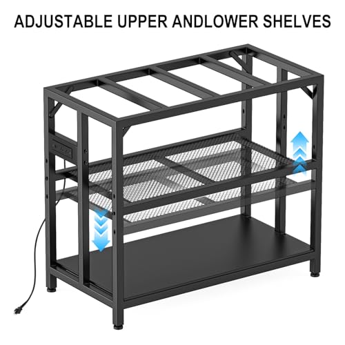 40 Gallon Metal Aquarium Fish Tank Stand Black | Built in power outlets adjustable shelf 660LBS load bearing fits turtle reptile terrarium breeder tank home office use - color: Black