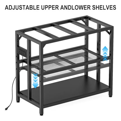 40 Gallon Metal Aquarium Fish Tank Stand Black | Built in power outlets adjustable shelf 660LBS load bearing fits turtle reptile terrarium breeder tank home office use - color: Black