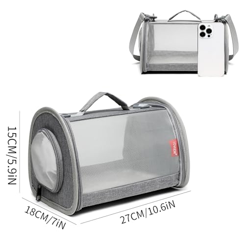 Guinea Pig Carrier Travel Small Animal Carrier Bag Lizard Bird Rabbit Carrier Cage Squirrel Breathable Bag Portable Travel Hamster Small Pet Hangbag (Small, Gray) - color: gray, size: Small
