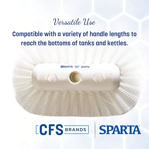 SPARTA 5-1/2" Tank and Kettle Scrub Brush Head Heavy-Duty Tile Brush, Handle Compatible (Sold Separately) for Access in Spacious Containers, Nylon Bristle, 9.5 x 5.5 x 4 Inches, White - size: 9.5 Inches