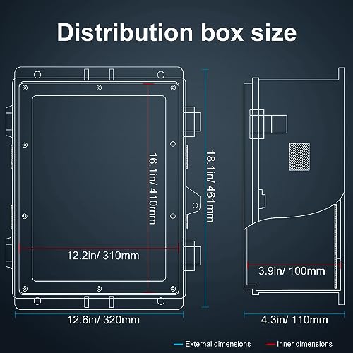 Namunanee Outdoor Electrical Junction Box with High Power Outlet, ABS Water Resistant Enclosure with Internal Mounting Panel & Hinged Cover. (18.1" H* 12.6" L* 4.3" W & Outlet) - size: 18.1"H x 12.6"L x 4.3"W & Outlet