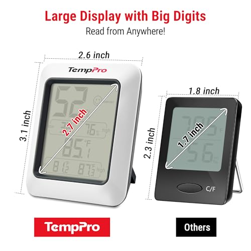TempPro TempAir Digital Hygrometer Indoor Thermometer Room Thermometer | Humidity Meter Humidity Gauge with Temperature Humidity Monitor for House Office Celler Kitchen Greenhouse RV, 2 Pack - size: Classic
