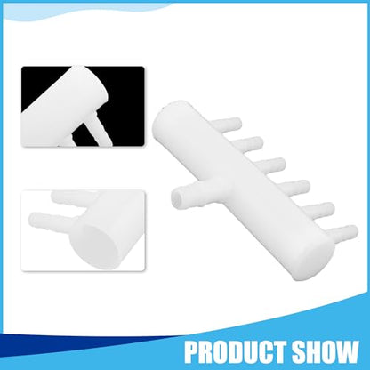 Air Control Valves, 6 Outlet Plastic Pond Pump Manifold Air Divider Valve for Aquarium Fish Tank, 0.22inch Dia (White)
