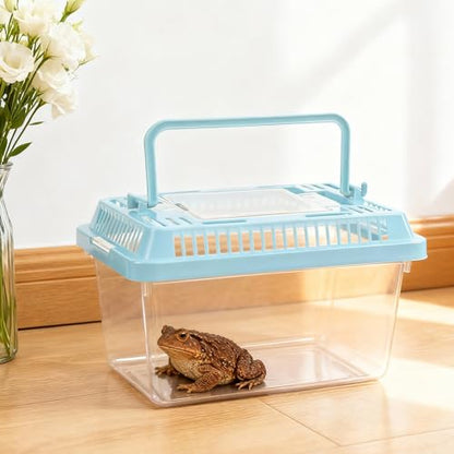 10 Pack Small Plastic Reptile Carrier, Tarantula Enclosure Breeding Box with Handle and Ventilation Lid, for Spider Lizard Turtle Hermit Crab Fish, 7 x 4.3 x 4.3 Inch, Multi-Color - size: 7 X 4.3 X 4.3 Inch