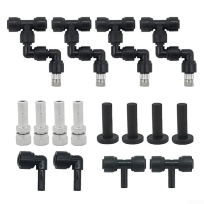 Reptile Misting Nozzles for Mister Systems, 360 Degree Rotation Spray Heads with 1/4 Inch Tubing Connectors, DIY Fogging Kit for Terrarium Greenhouse Garden Humidification
