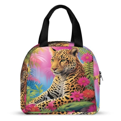 Vibrant Tropical Jungle Leopard Lunch Bag for Women Men | Insulated Lunch Box Leakproof Food Meal Containers Reusable Foldable 6L Capacity Lunch Tote Bags for Work Picnic Travel - color: style