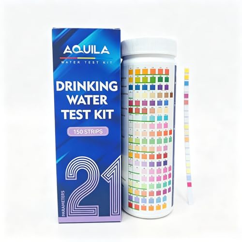 Drinking Water Test Kit 21 in 1, 150CT Water Testing Strips for Home Tap | Well Pool Fish Tank City Water Tester for Hardness, pH, Iron, Copper, Chlorine, Nitrite, Lead, Alkalinity, Flouride, & More