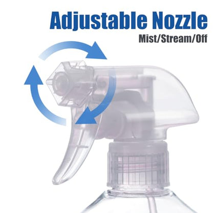 Plastic Spray Bottle 4 Pack/16.9 Oz Heavy Duty Spray Bottles for Cleaning | Leak Proof Mist Empty Water Bottle for Cleaning Solution Planting Pet and Rubbing Alcohol with Adjustable Nozzle - color: Clear/4Pack