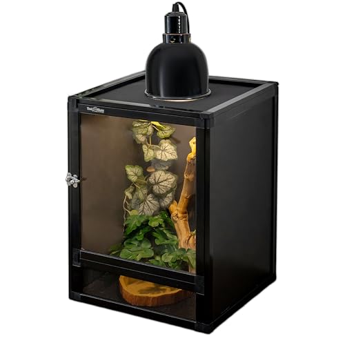 18"x18"x36" Hybrid Reptile Enclosure Cage with Aluminum Frame, PVC Side & Back Panels, Interchangeable Screen & Acrylic Front Doors, Ventilated Top, Ideal for Chameleon & Arboreal Reptiles - size: 18x18x36 inch-two doors