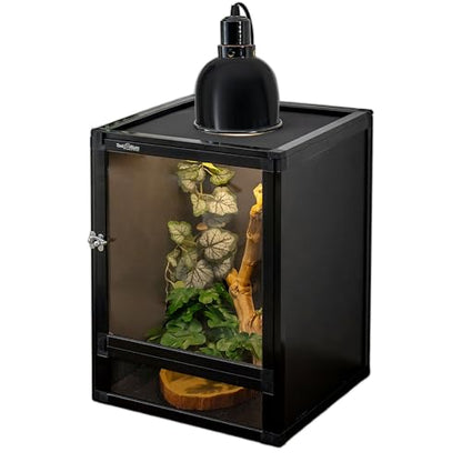 18"x18"x36" Hybrid Reptile Enclosure Cage with Aluminum Frame, PVC Side & Back Panels, Interchangeable Screen & Acrylic Front Doors, Ventilated Top, Ideal for Chameleon & Arboreal Reptiles - size: 18x18x36 inch-two doors