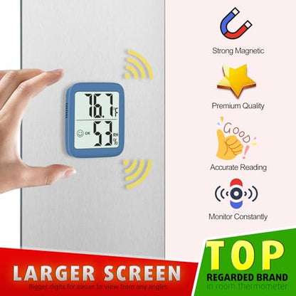 2 Pack Room Thermometer Indoor Hygrometer | Monitor Temperature & Humidity, Accurate, Fast Read, Easy To View, Magnetic/Kickstand/Hanging, ℉/℃, w/ Battery, Compact - color: 2 Pcs* Navy Blue