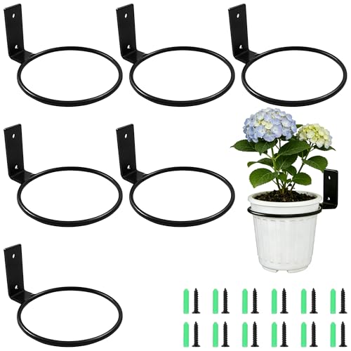 6 Pack 6 Inch Plant Pot Holder Ring, Metal Plant Holder Brackets Rings with 12 Screws & 12 Bolts, Potted Planter Brackets for Wall Indoor Outdoor Garden, Patio - size: 6 Inch