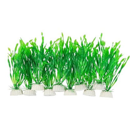 AQUANEAT Fish Tank Artificial Plants, Aquarium Plastic Seaweed Decoration, 4Inch Tall Fake Green Accessories, 10 Packs - size: 4inch