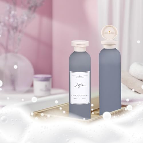 Travel Shampoo Bottle, Empty Plastic Squeeze Bottles 8.8oz with Flip Cap, Lotion Container for Toiletries Travel Size Shampoo and Conditioner - color: Gray