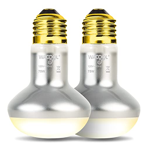 WACOOL 2 Pack Heat Lamp Bulbs for Reptiles, 75W Intense Basking Spot Lights, Simulate Daytime Sunshine Heat Bulbs, UVA Daylight - style: 75W-2pack