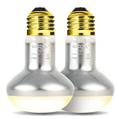 WACOOL 2 Pack Heat Lamp Bulbs for Reptiles, 75W Intense Basking Spot Lights, Simulate Daytime Sunshine Heat Bulbs, UVA Daylight - style: 75W-2pack