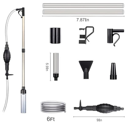 Carefree Fish Aquarium Gravel Vacuum Sand Cleaner with 6Ft Pipe Fish Tank Water Changer Adjustable Length ABS(for 3~8Gal Tank) - size: 3~8Gal
